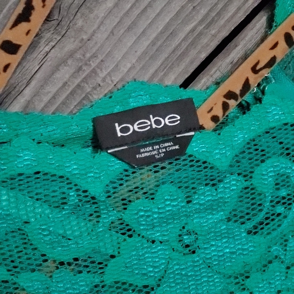 BEBE Emerald Green Lace Dress - Picture 3 of 4